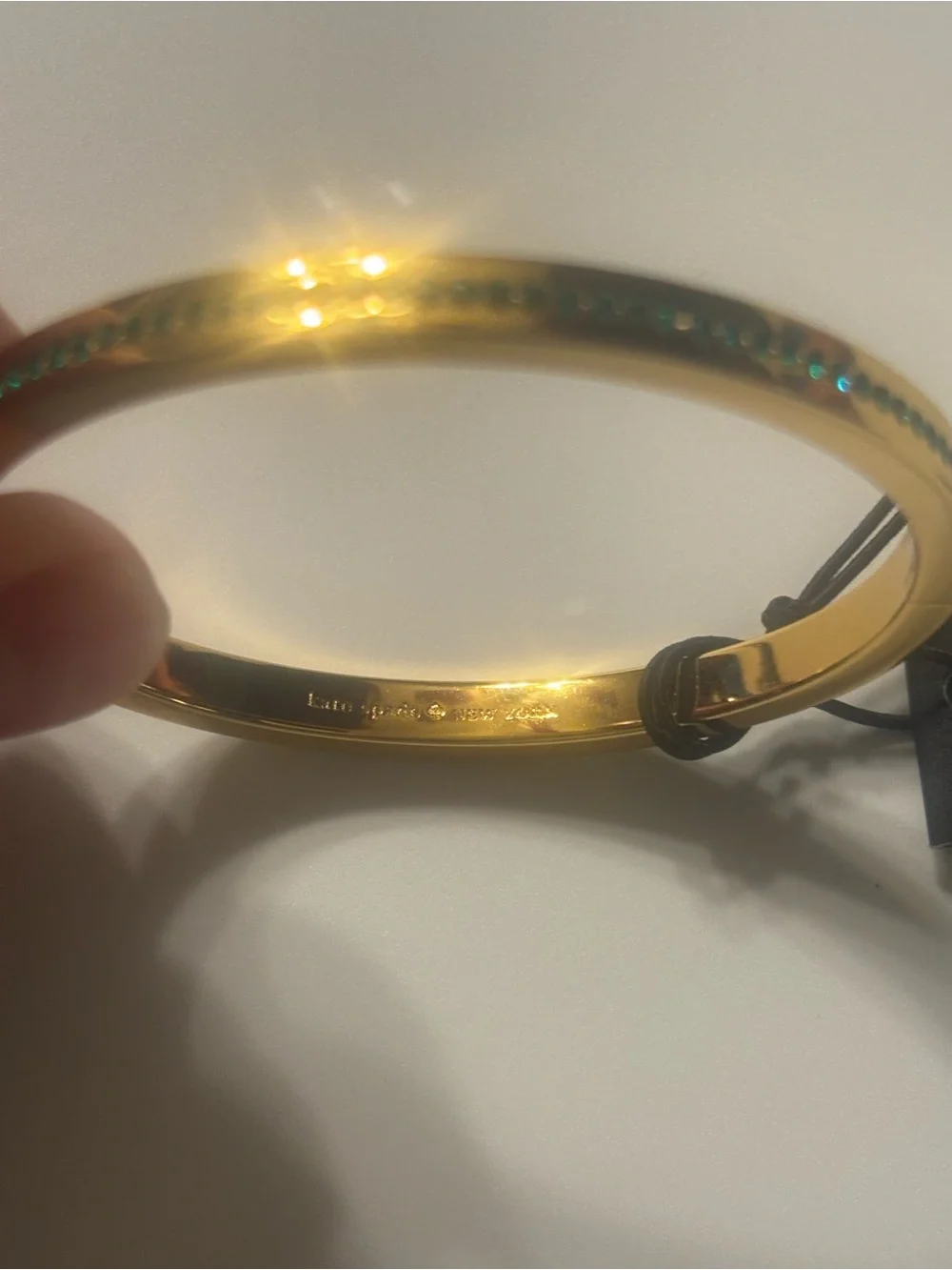 kate spade Gold Bangle with Green Crystals